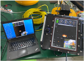 사진 20, 21. 유선 LAN 통신을 이용한 수중장비-해상구조함 간 통신 체계 구축 실험